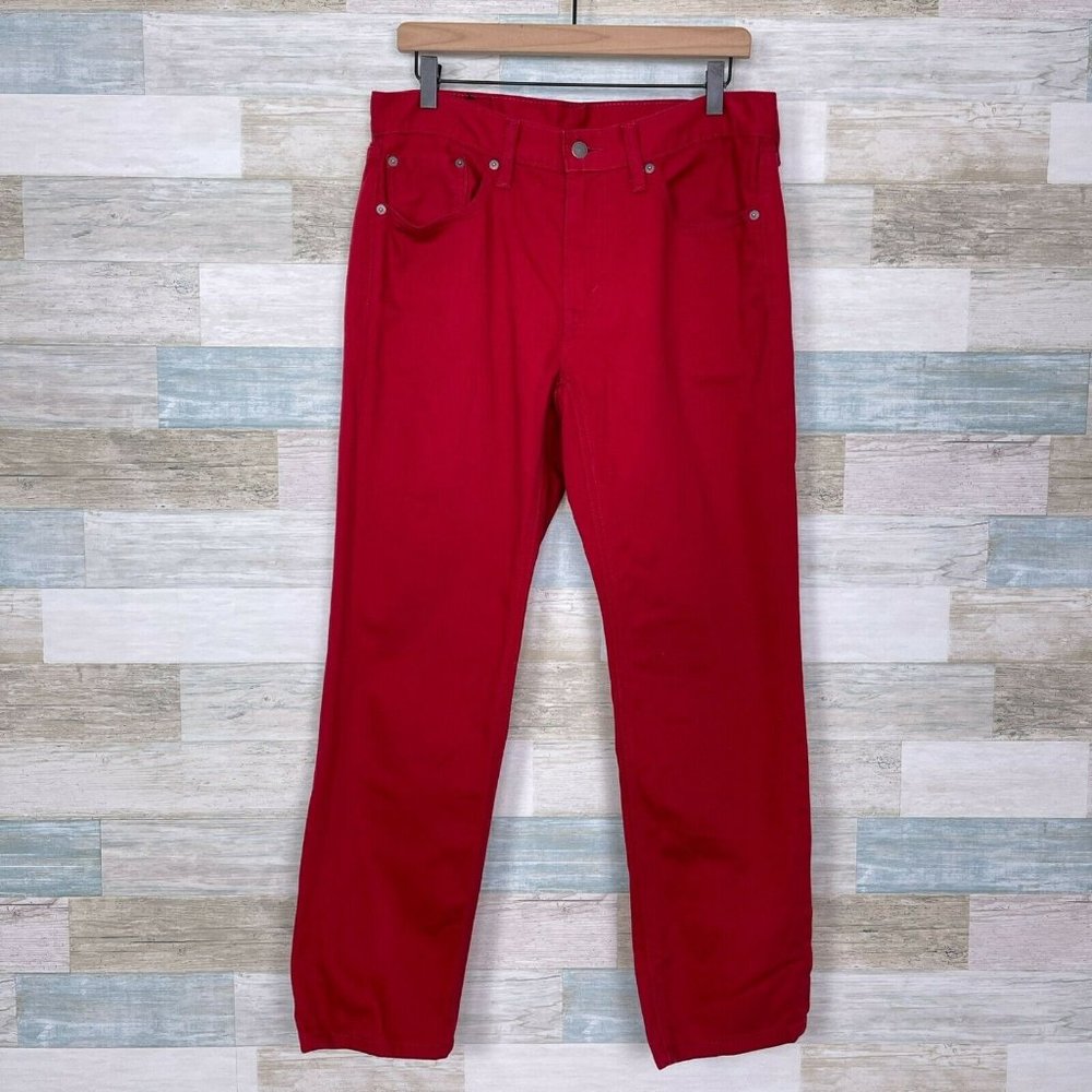 Levis 541 Athletic Taper Fit Jeans Red 100% Cotton No Stretch Denim Mens 31